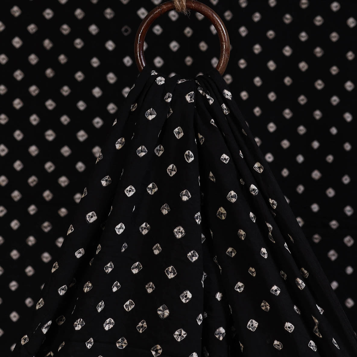 Black - Natural Dyed Kutch Tie-Dye Mul Cotton Bandhani Fabric 20