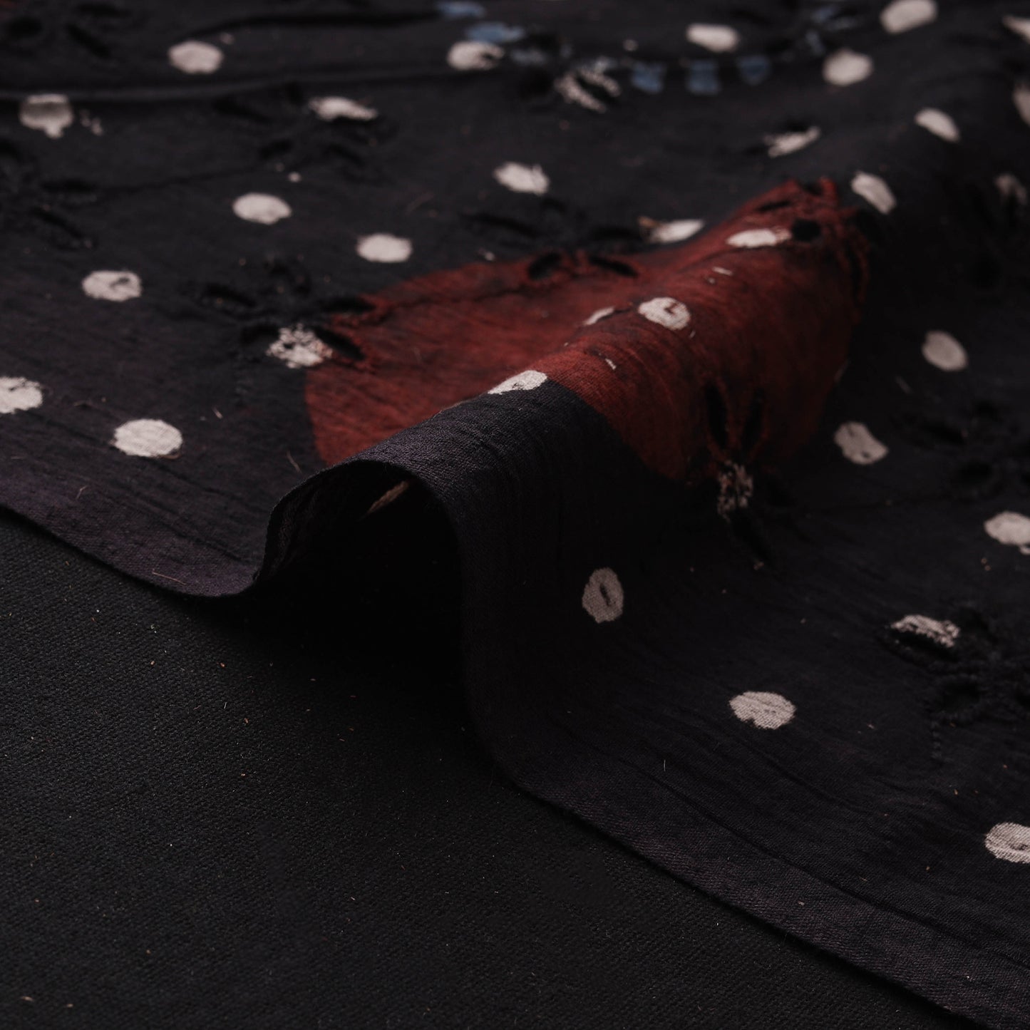 Black - Hakoba Hand Block Ajrakh Print Natural Dyed Cotton Fabric 76