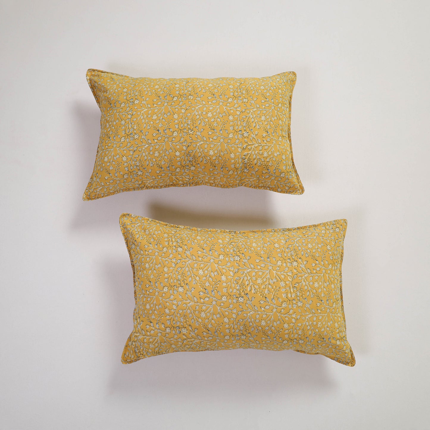 Yellow Handcrafted Cotton Pillow Cover (Set of 2)