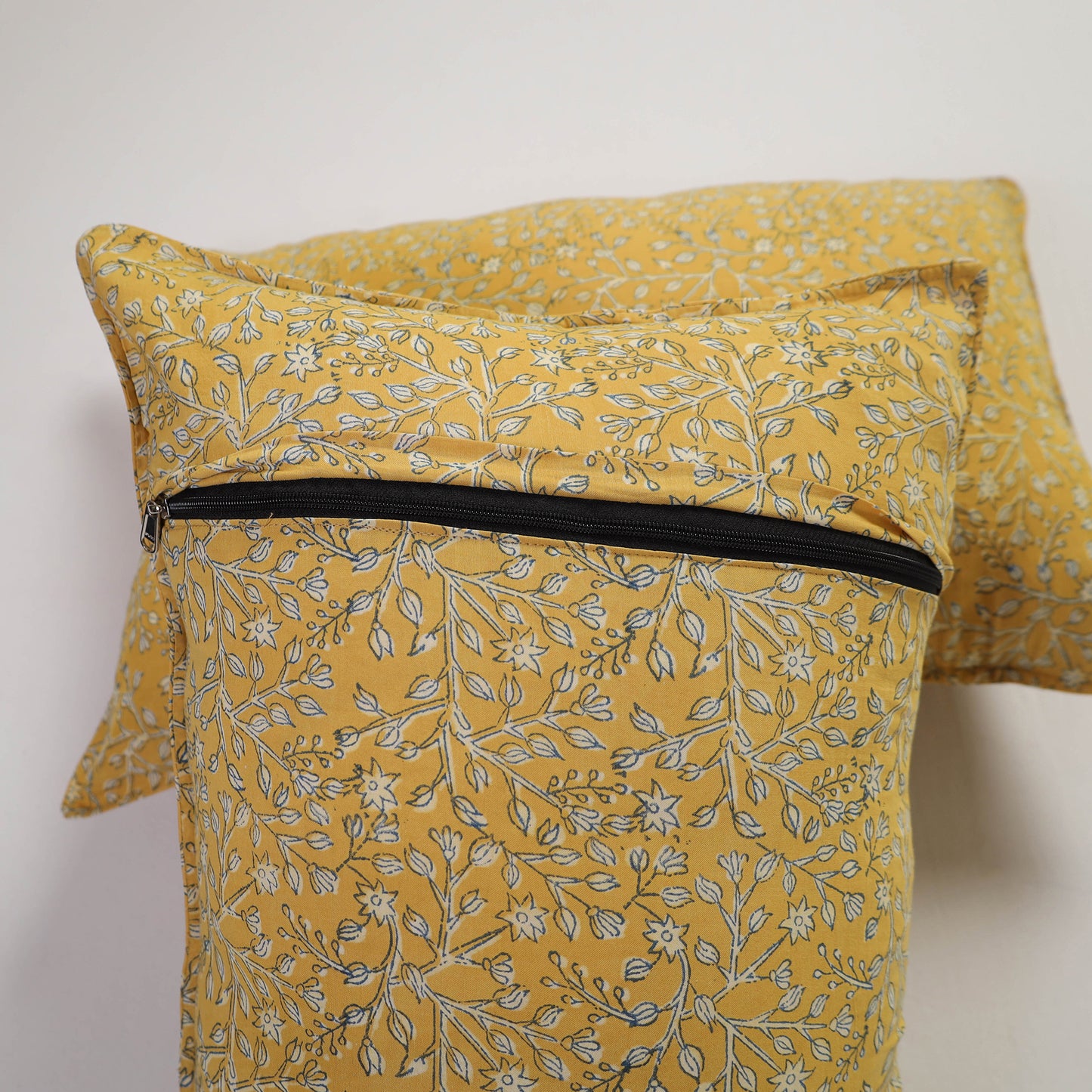 Yellow Handcrafted Cotton Pillow Cover (Set of 2)