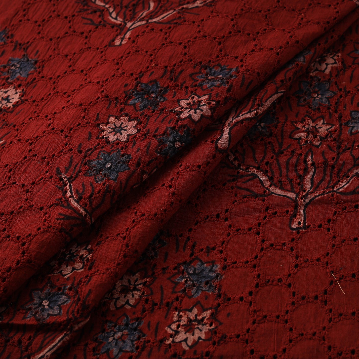 Red - Hakoba Hand Block Ajrakh Print Natural Dyed Cotton Fabric 69