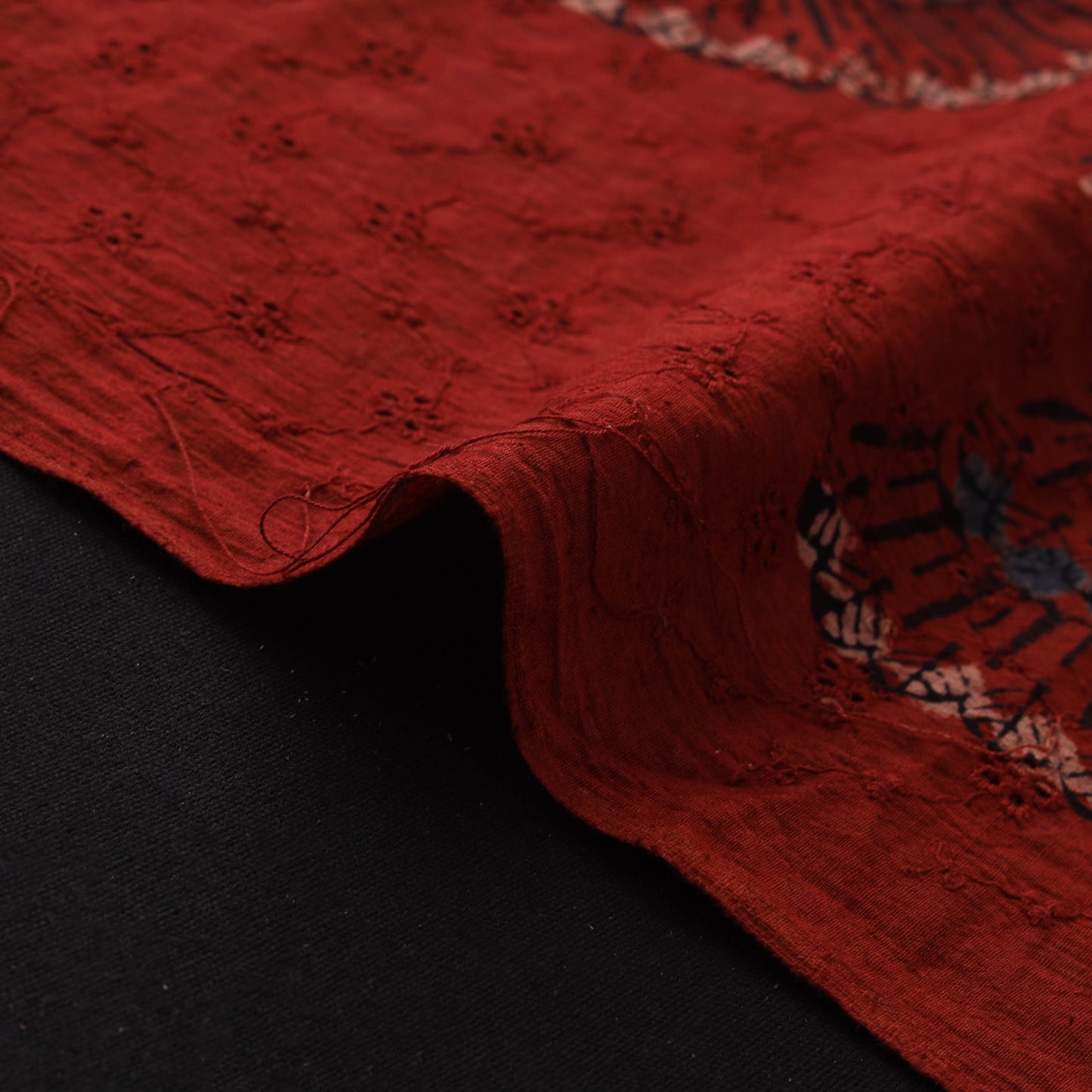 Red - Hakoba Hand Block Ajrakh Print Natural Dyed Cotton Fabric 67