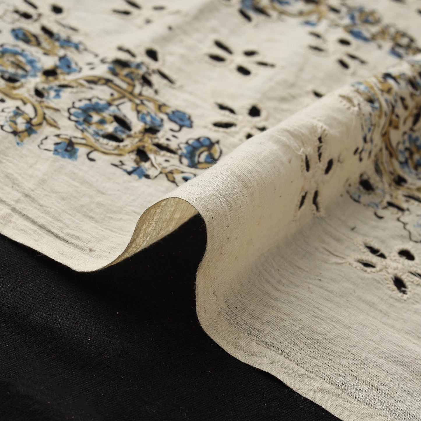 Beige - Hakoba Hand Block Ajrakh Print Natural Dyed Cotton Fabric 63