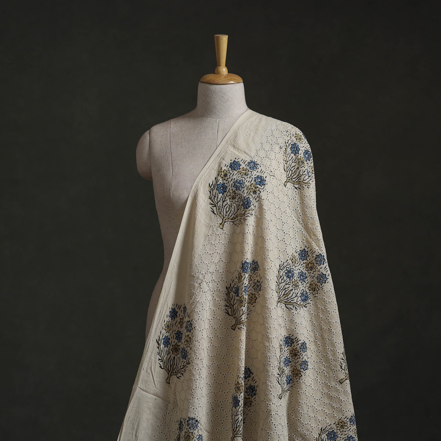 Beige - Hakoba Hand Block Ajrakh Print Natural Dyed Cotton Fabric 111