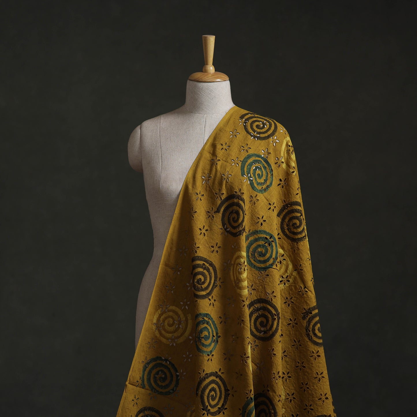 Yellow - Hakoba Hand Block Ajrakh Print Natural Dyed Cotton Fabric 115