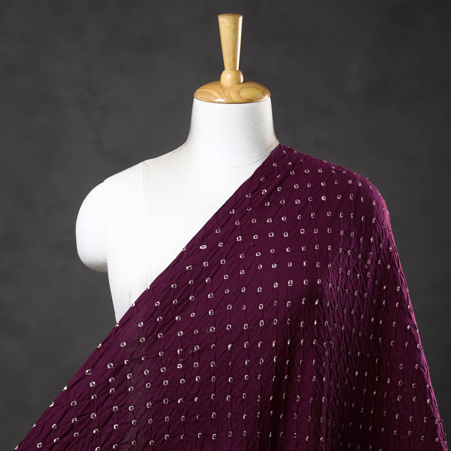 Purple - Wine Dregs Kutch Bandhani Tie-Dye Cotton Fabric 14