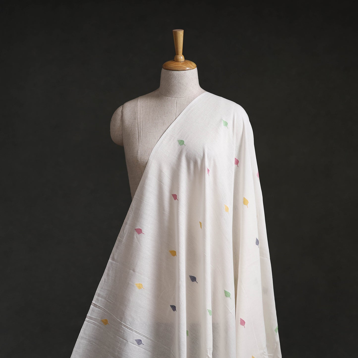 White - Phulia Jamdani Buti Pure Handloom Cotton Fabric (Count 84/92) 12