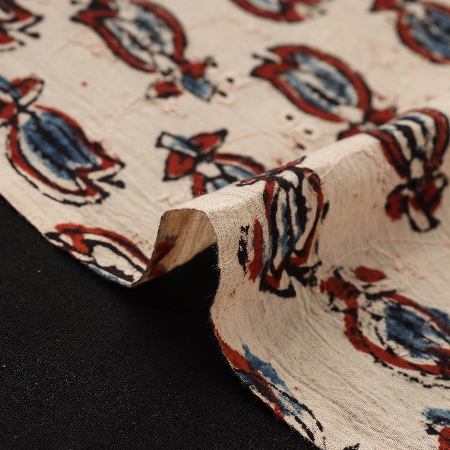 Beige - Hakoba Hand Block Ajrakh Print Natural Dyed Cotton Fabric 121