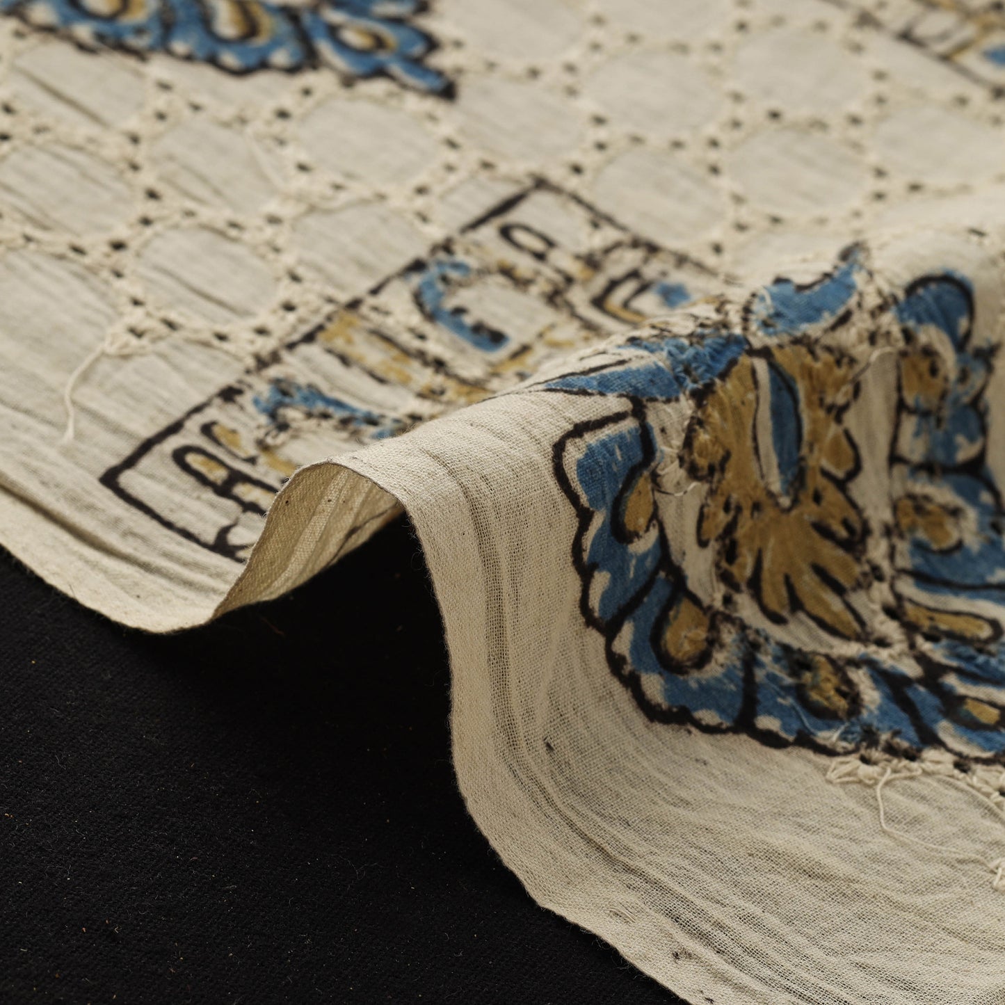 Beige - Hakoba Hand Block Ajrakh Print Natural Dyed Cotton Fabric 112