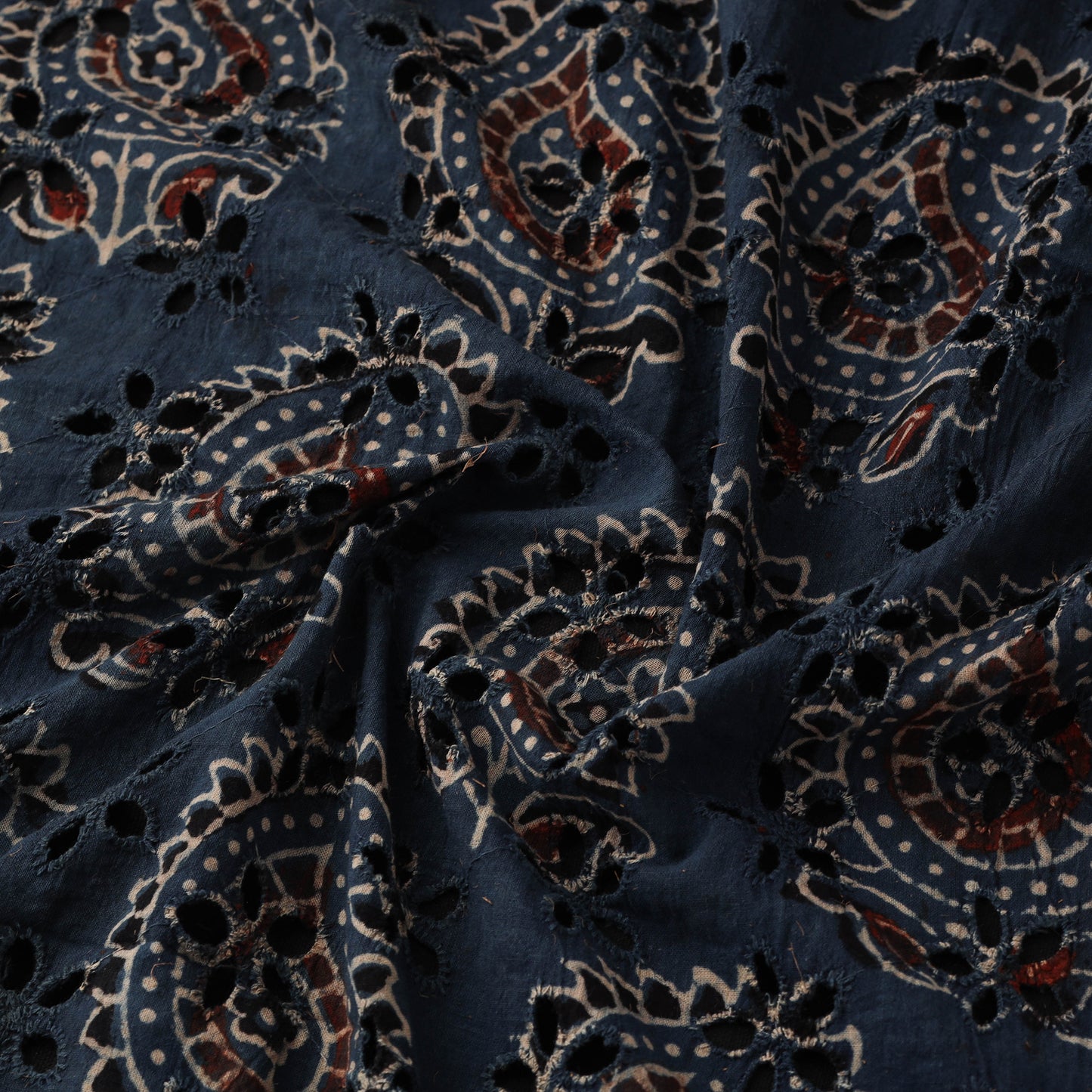 Blue - Hakoba Hand Block Ajrakh Print Natural Dyed Cotton Fabric 101