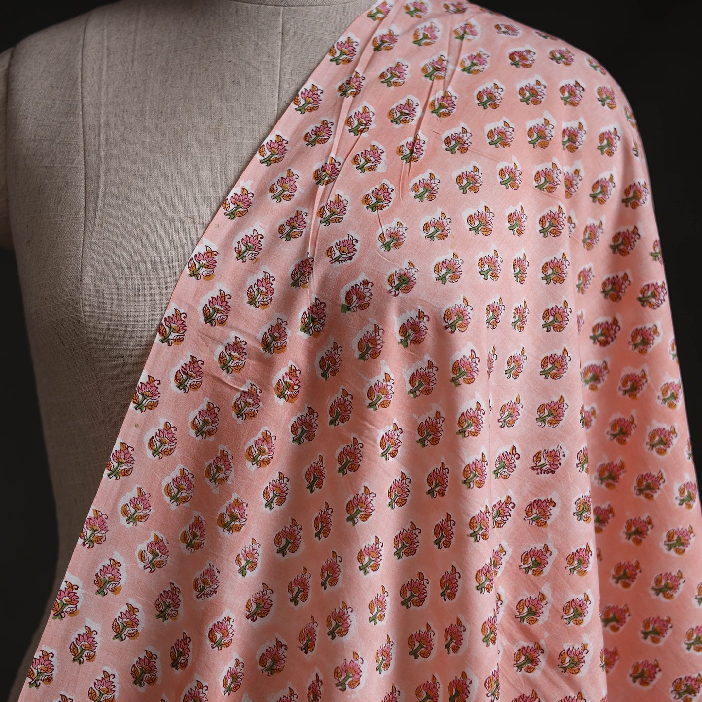 Pink - Sanganeri Block Print Pure Cotton Fabric 18
