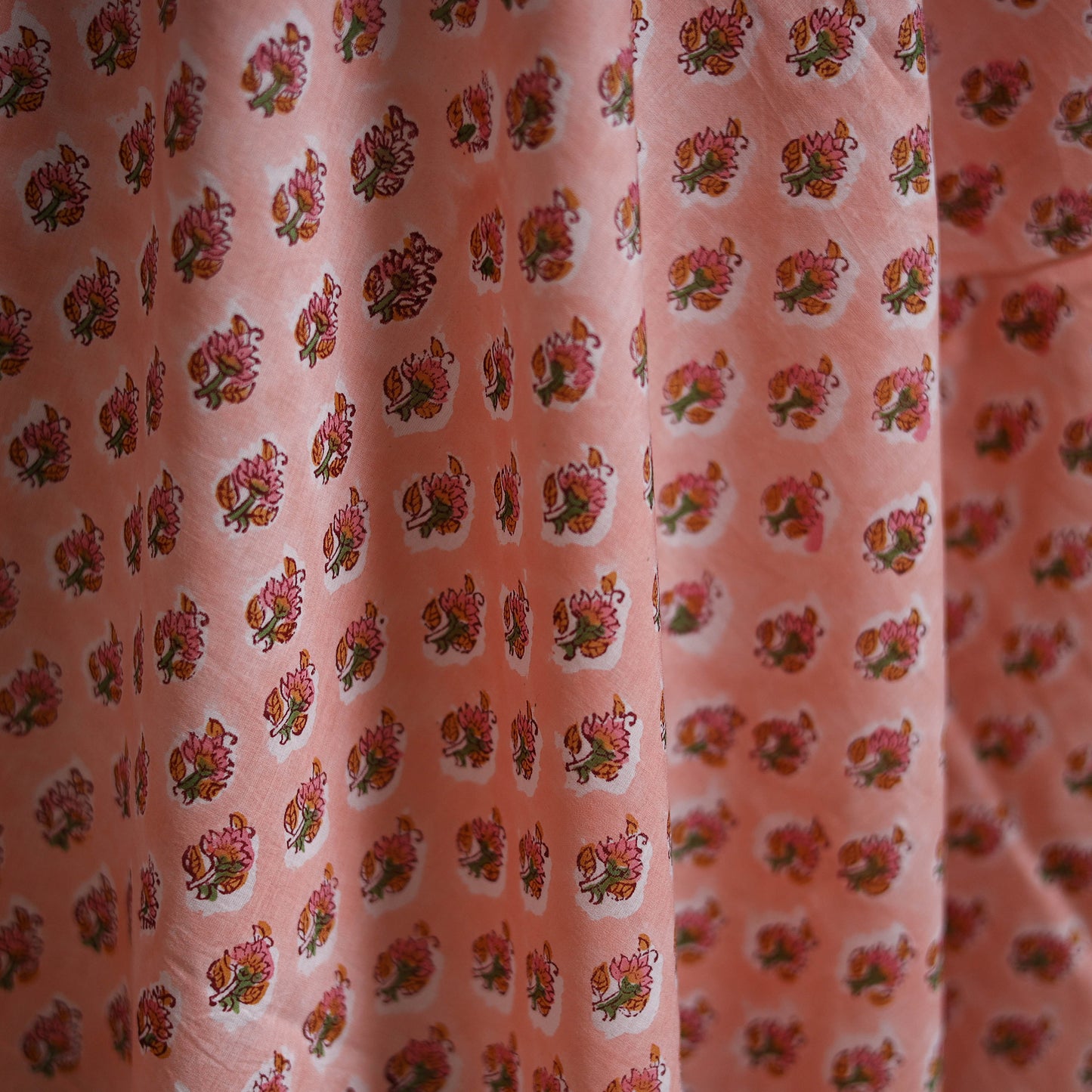 Pink - Sanganeri Block Print Pure Cotton Fabric 18