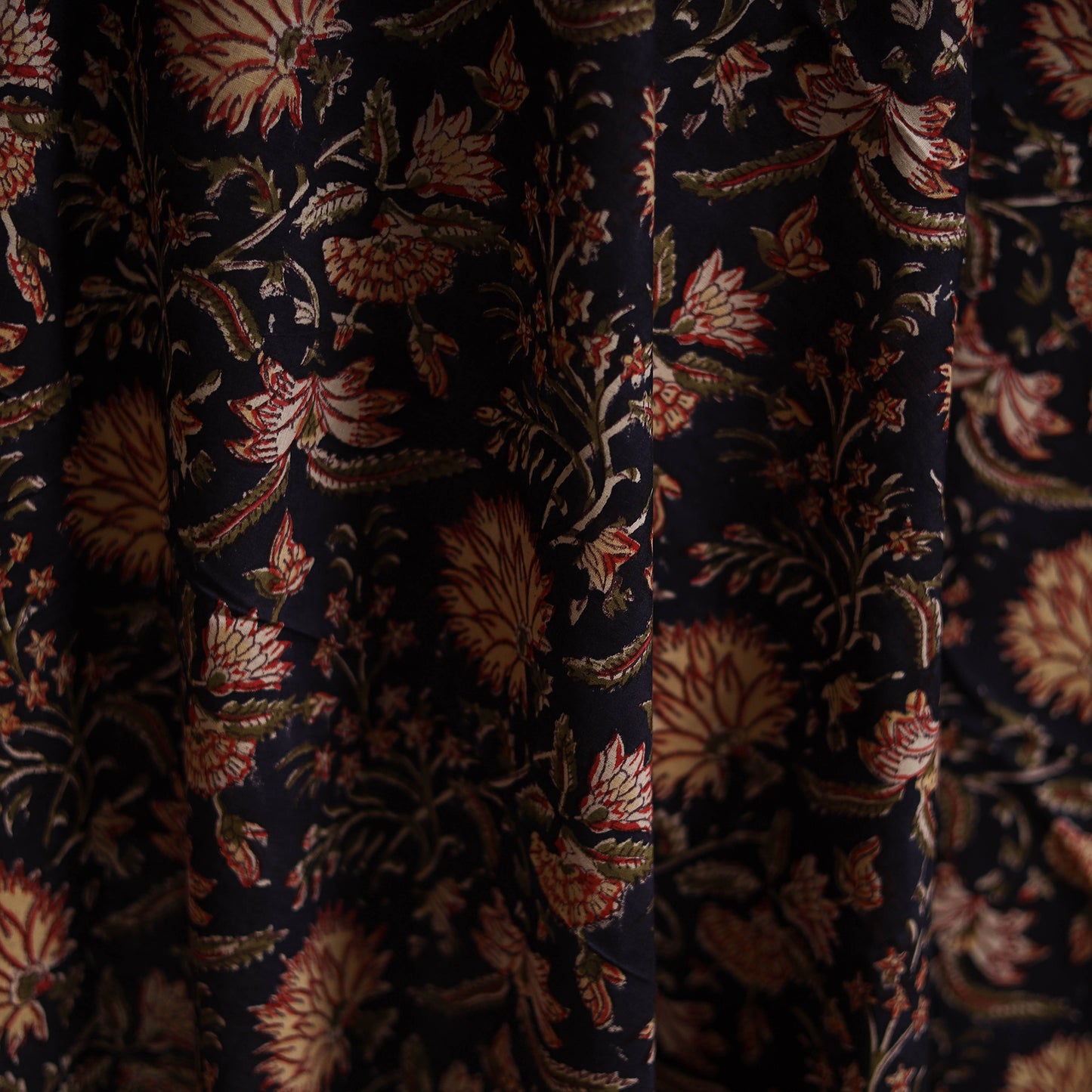 Black - Sanganeri Block Print Pure Cotton Fabric 06