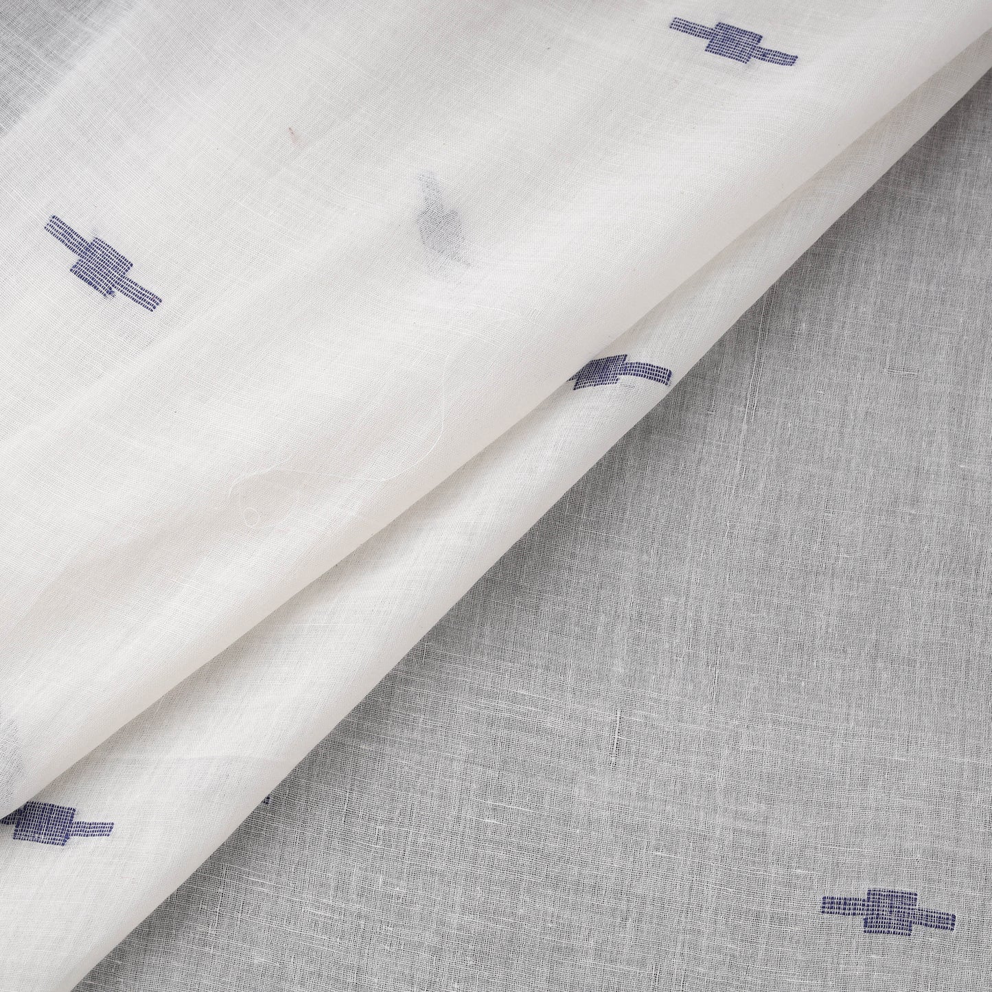 White - Phulia Jamdani Buti Pure Handloom Cotton Fabric (Count 92/60) 38