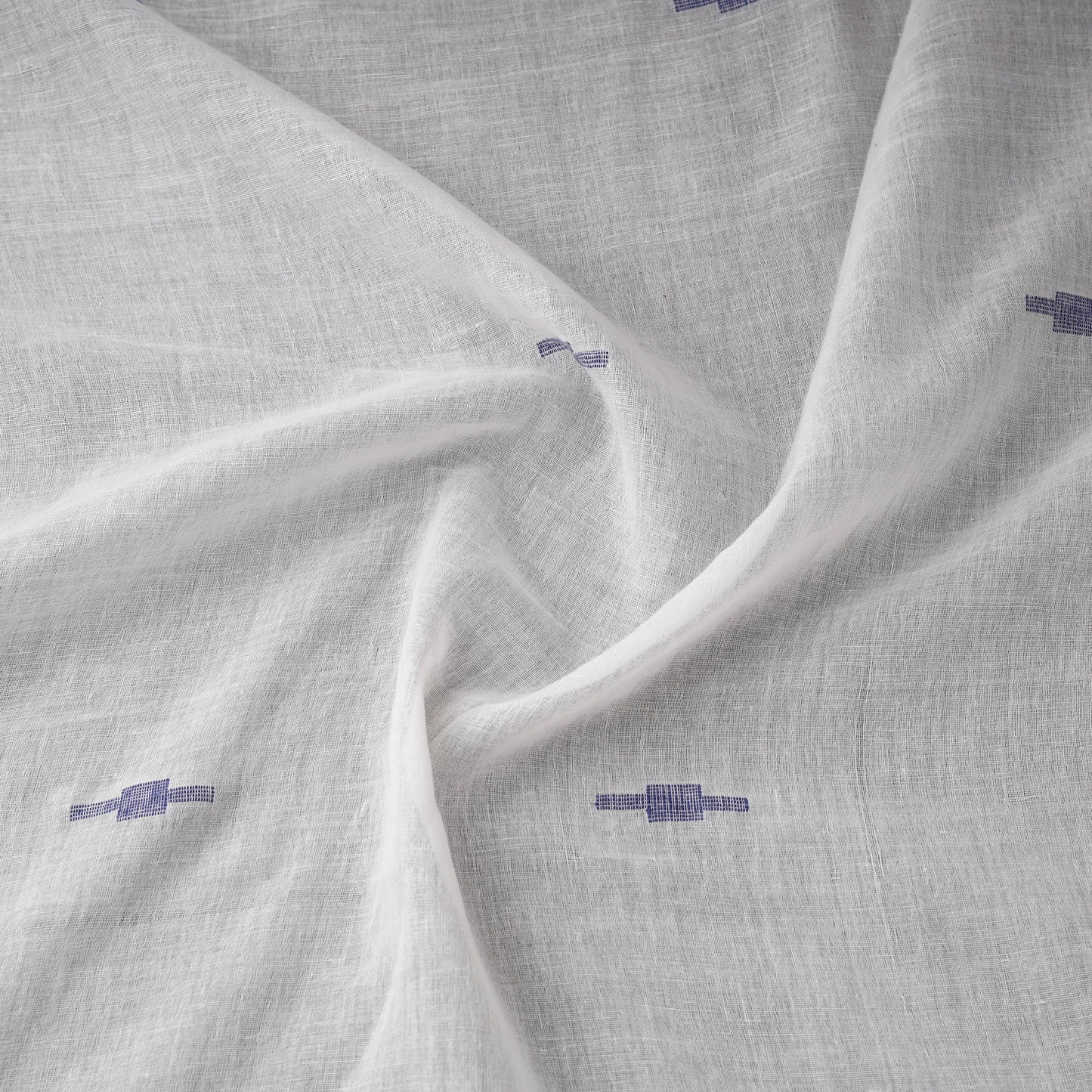 White - Phulia Jamdani Buti Pure Handloom Cotton Fabric (Count 92/60) 38