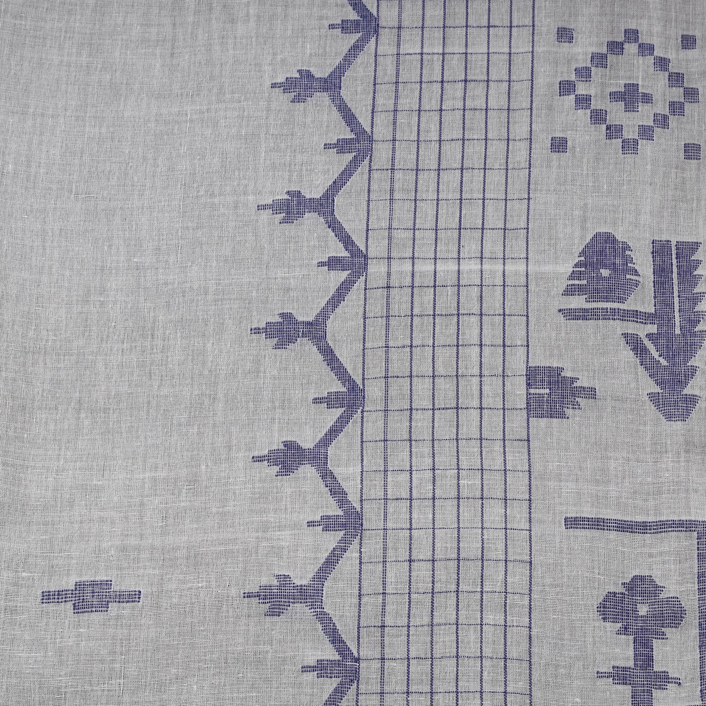White - Phulia Jamdani Buti Pure Handloom Cotton Fabric (Count 92/60) 38