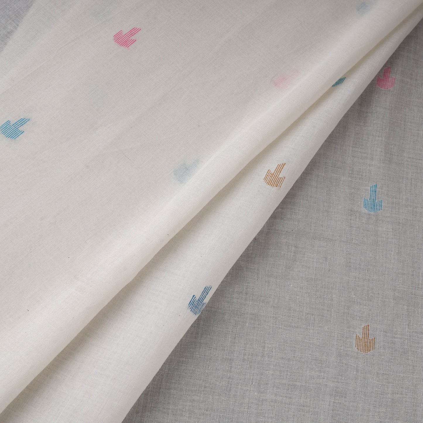 White - Phulia Jamdani Buti Pure Handloom Cotton Fabric (Count 92/60) 36