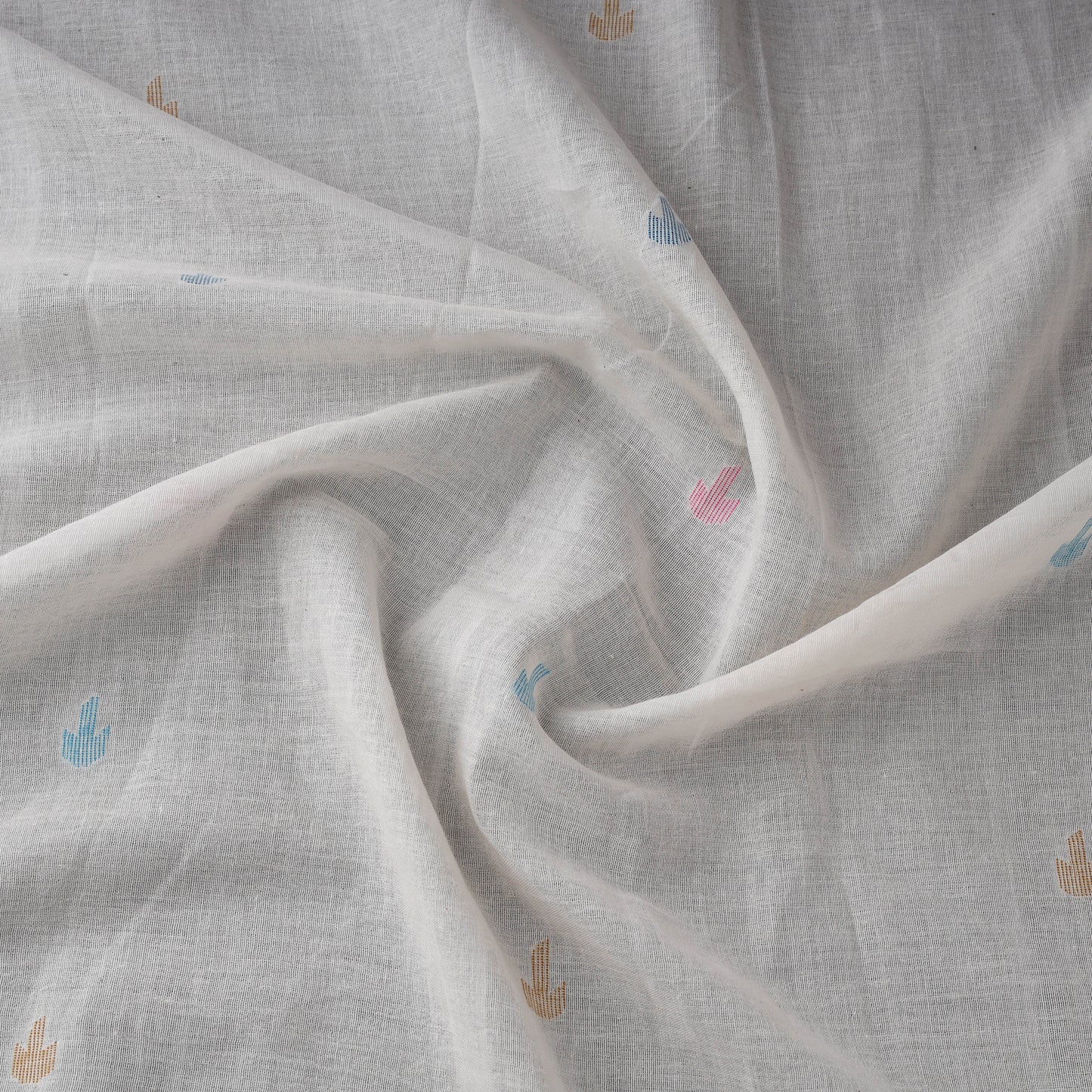 White - Phulia Jamdani Buti Pure Handloom Cotton Fabric (Count 92/60) 36