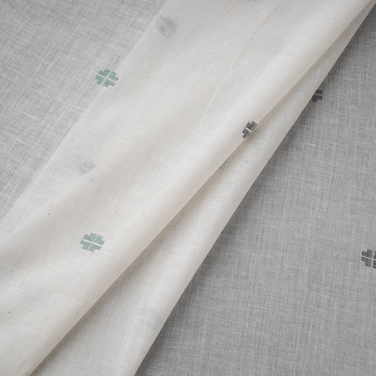 White - Phulia Jamdani Buti Pure Handloom Cotton Fabric (Count 84/92) 24