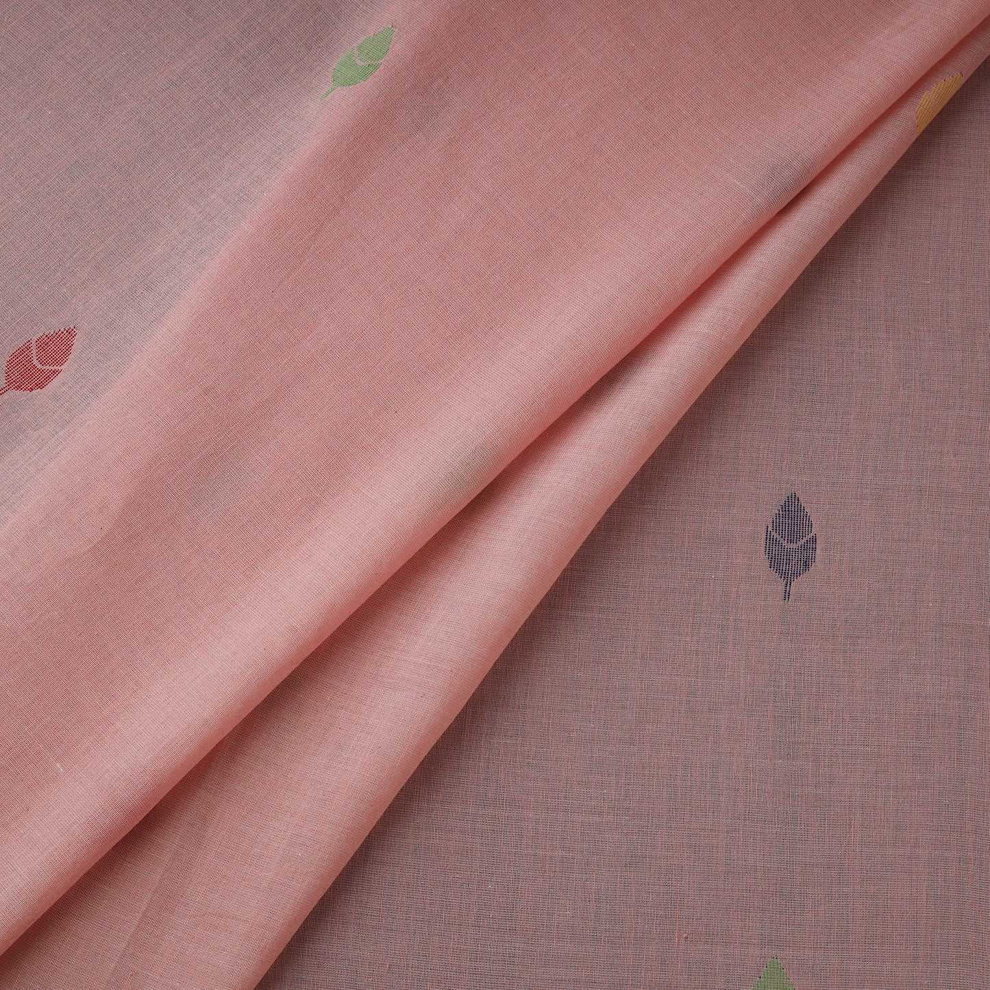 Pink - Phulia Jamdani Buti Pure Handloom Cotton Fabric (Count 84/92) 23