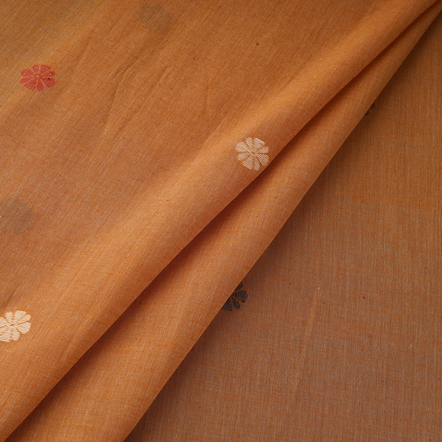 Orange - Phulia Jamdani Buti Pure Handloom Cotton Fabric (Count 84/92) 22