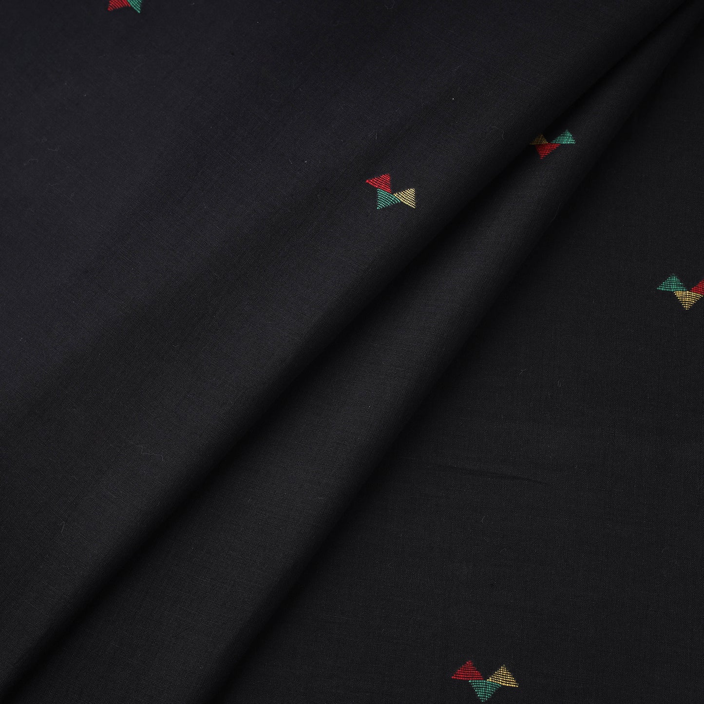 Black - Phulia Jamdani Buti Pure Handloom Cotton Fabric (Count 84/92) 14