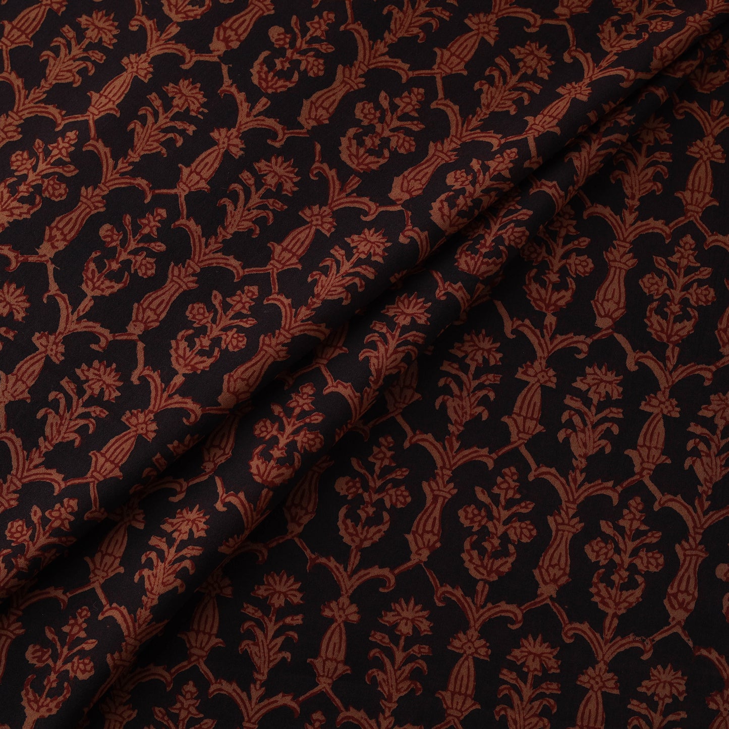 Black - Bagh Hand Block Print Natural Dyed Cotton Fabric 26