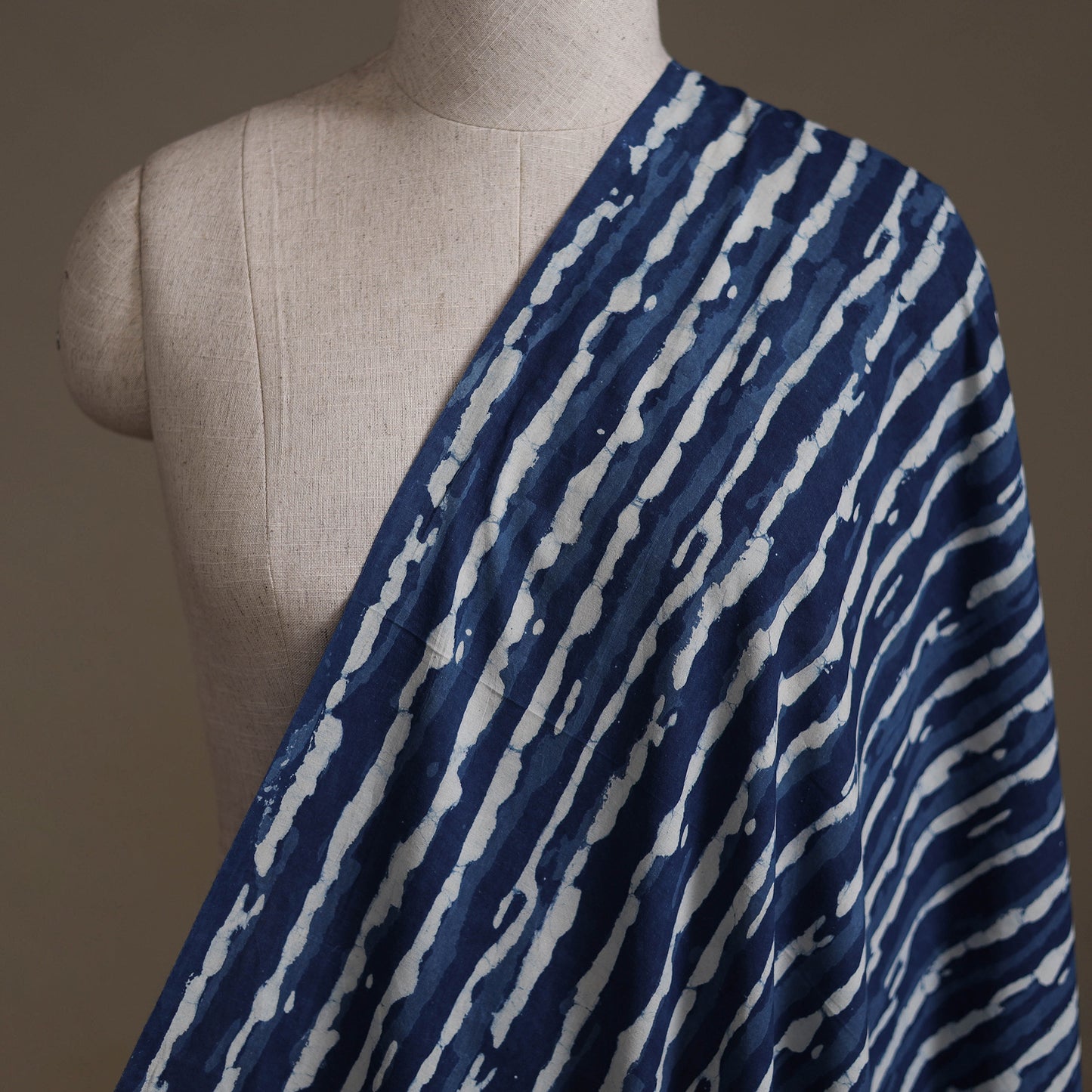 Blue - Hand Block Indigo Bagru Print Natural Dyed Cotton Fabric 01