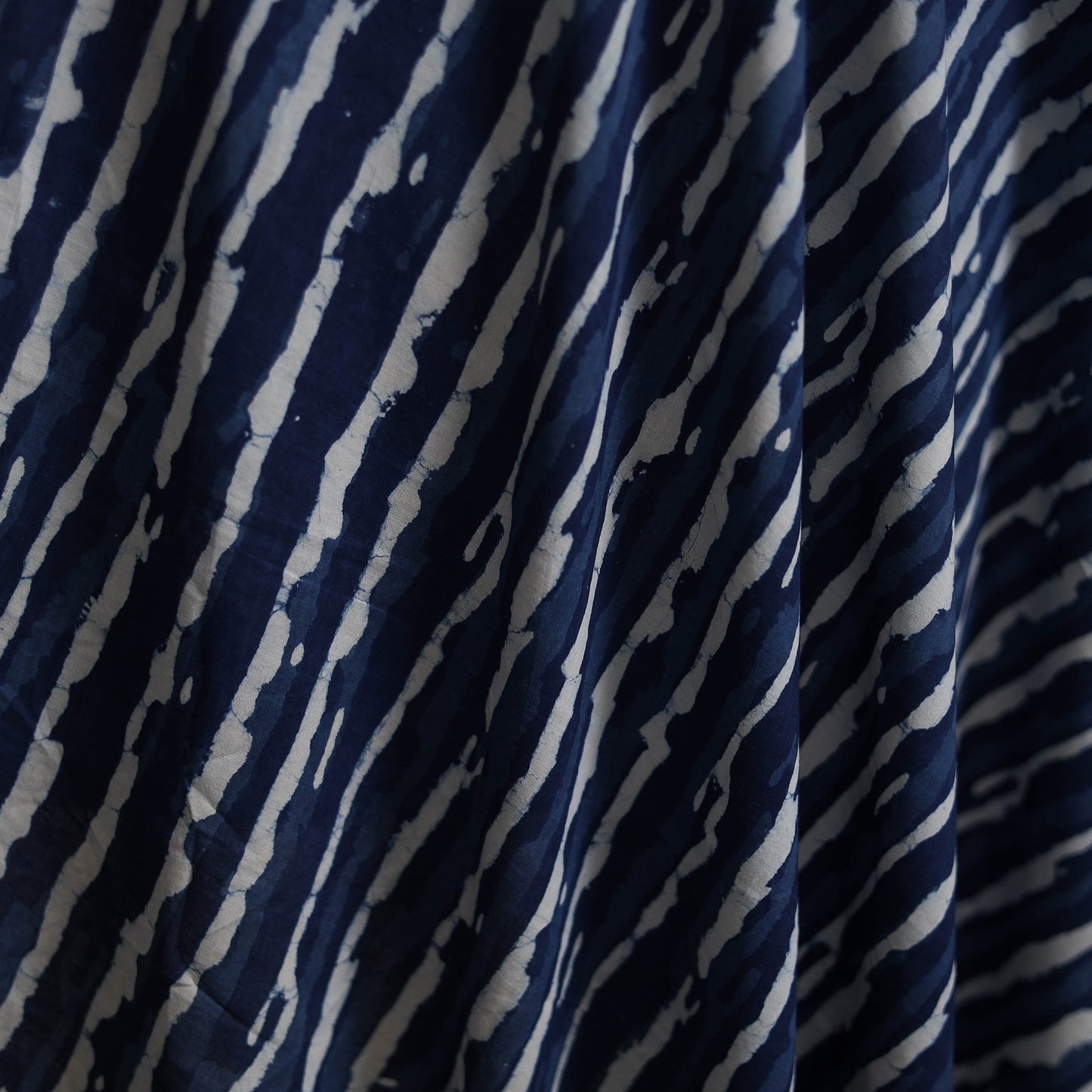 Blue - Hand Block Indigo Bagru Print Natural Dyed Cotton Fabric 01