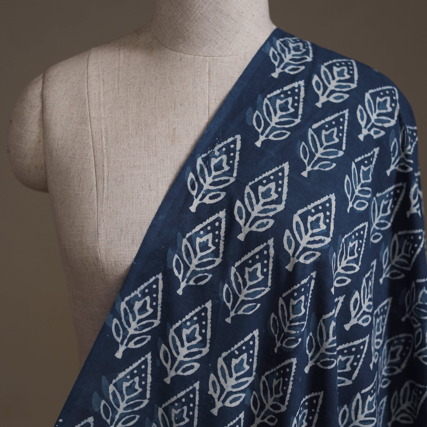 Blue - Hand Block Indigo Bagru Print Natural Dyed Cotton Fabric 08