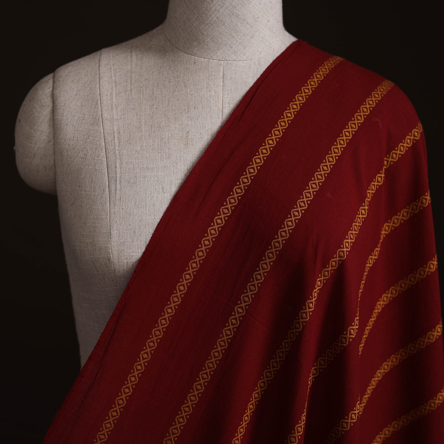 Maroon - Prewashed Cotton Jacquard Fabric 02