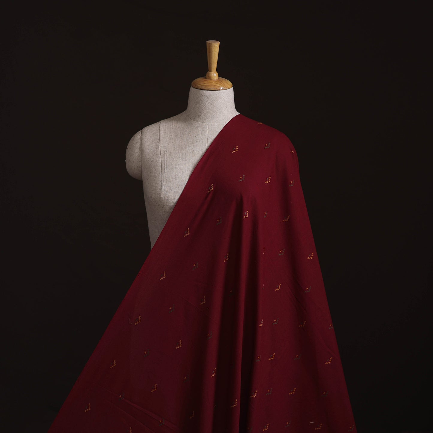 Maroon - Prewashed Cotton Jacquard Fabric 08