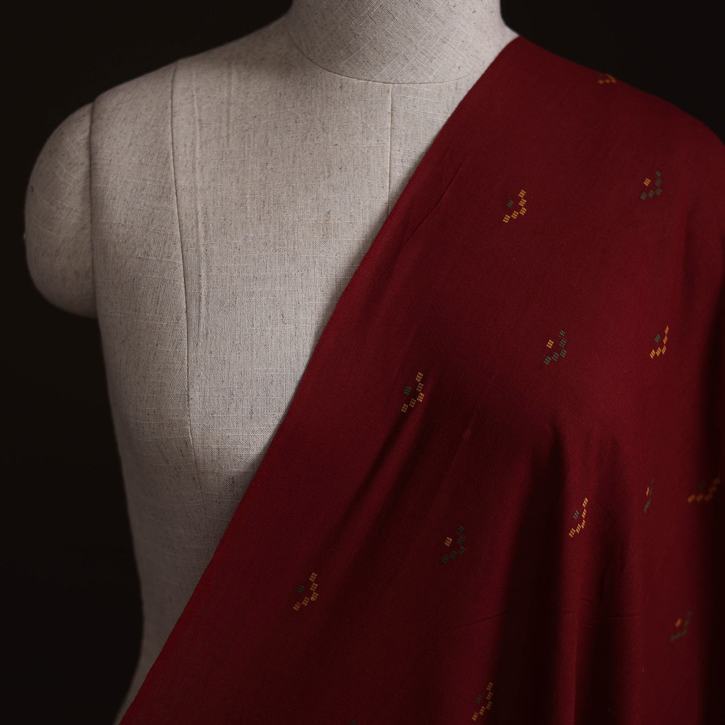 Maroon - Prewashed Cotton Jacquard Fabric 08