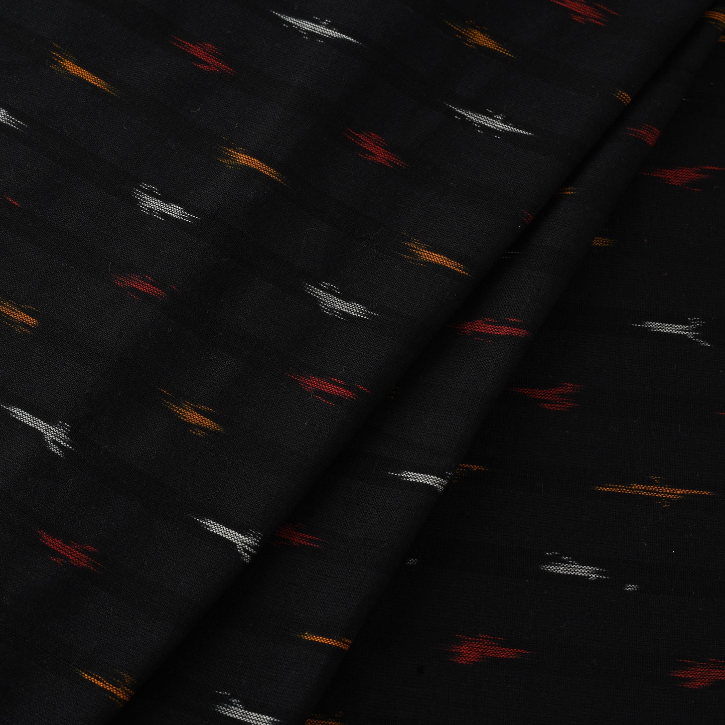 Black Cotton Pochampally Ikat Fabric
