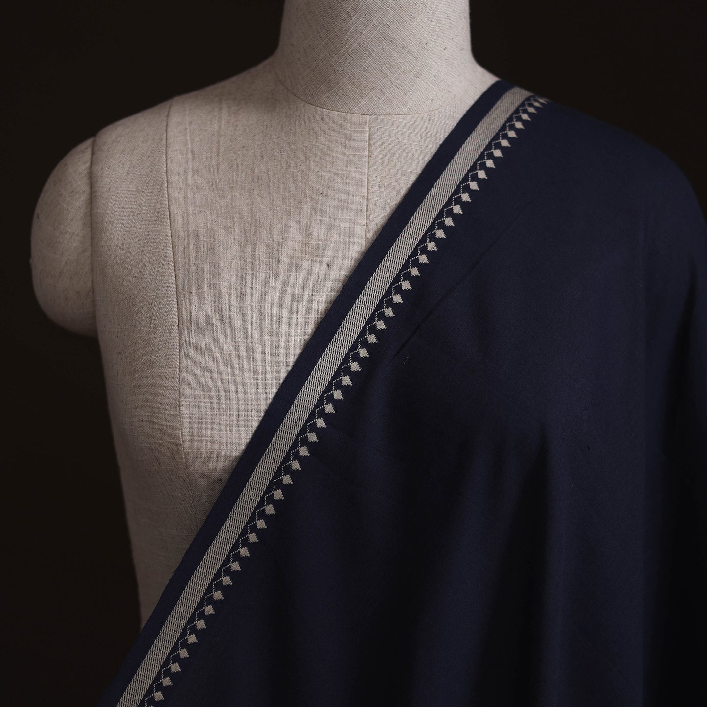 Blue - Prewashed Cotton Plain Fabric with Mangalgiri Border 23