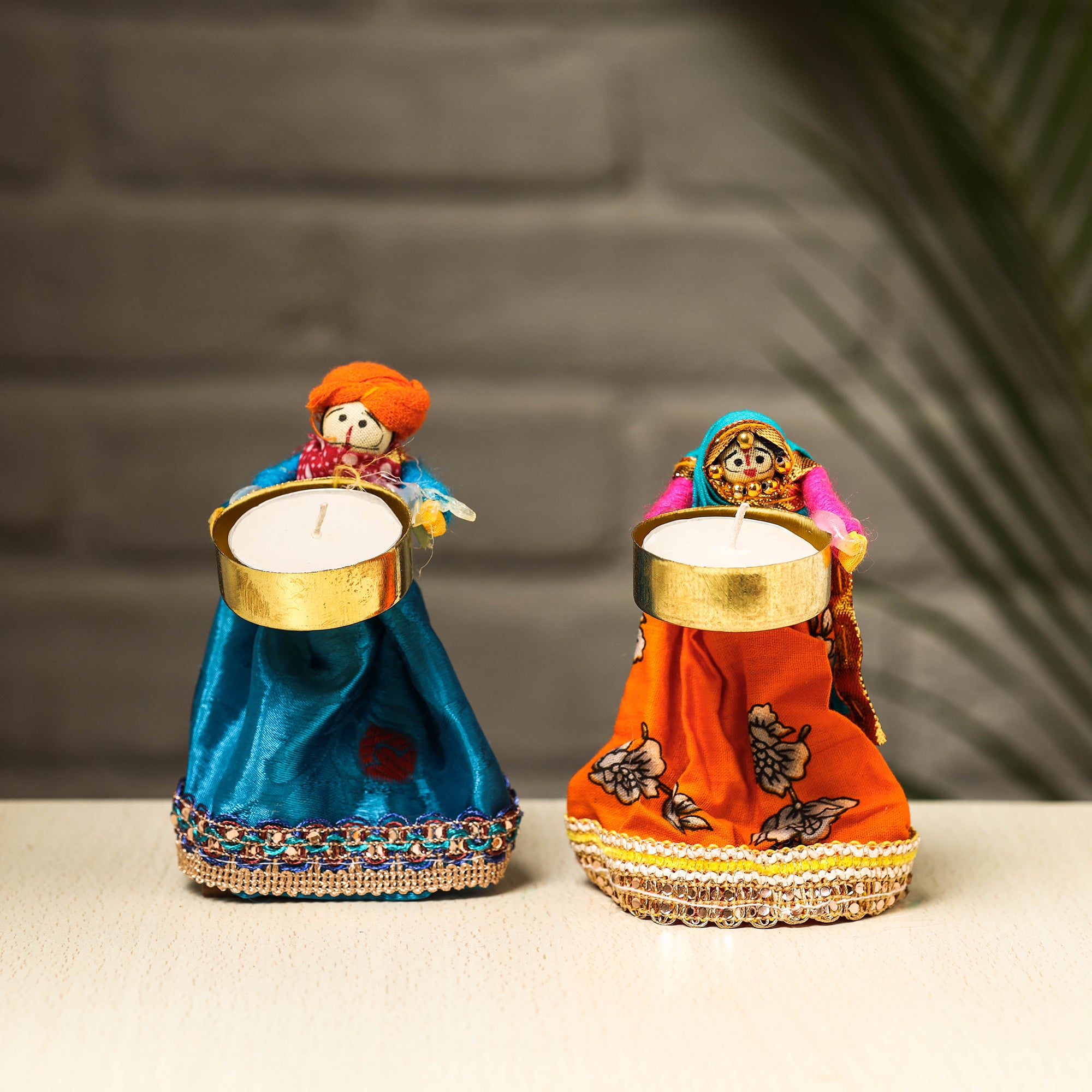 Multicolor - Rajasthani Puppet Couple Handmade Magnet (Set of 2) 09