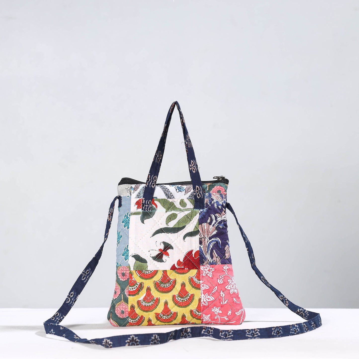 Multicolor - Handmade Quilted Cotton Patchwork Sling Bag 38
