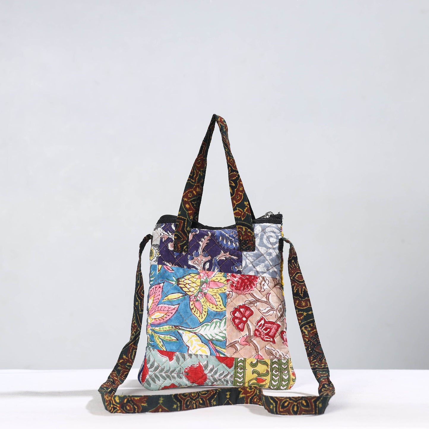 Multicolor - Handmade Quilted Cotton Patchwork Sling Bag 66