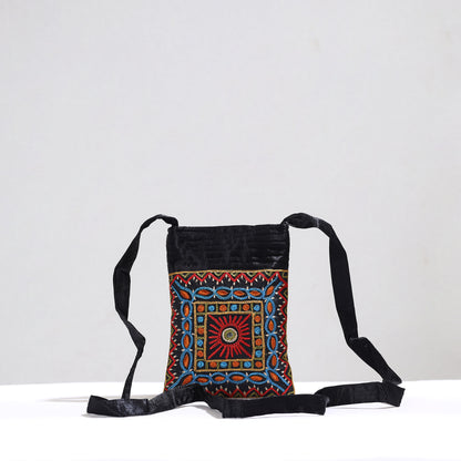 Multicolor - Kutch Pakko Hand Embroidery Mirror Work Mashru Silk Sling Bag 75