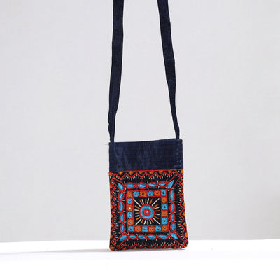 Multicolor - Kutch Pakko Hand Embroidery Mirror Work Mashru Silk Sling Bag 81