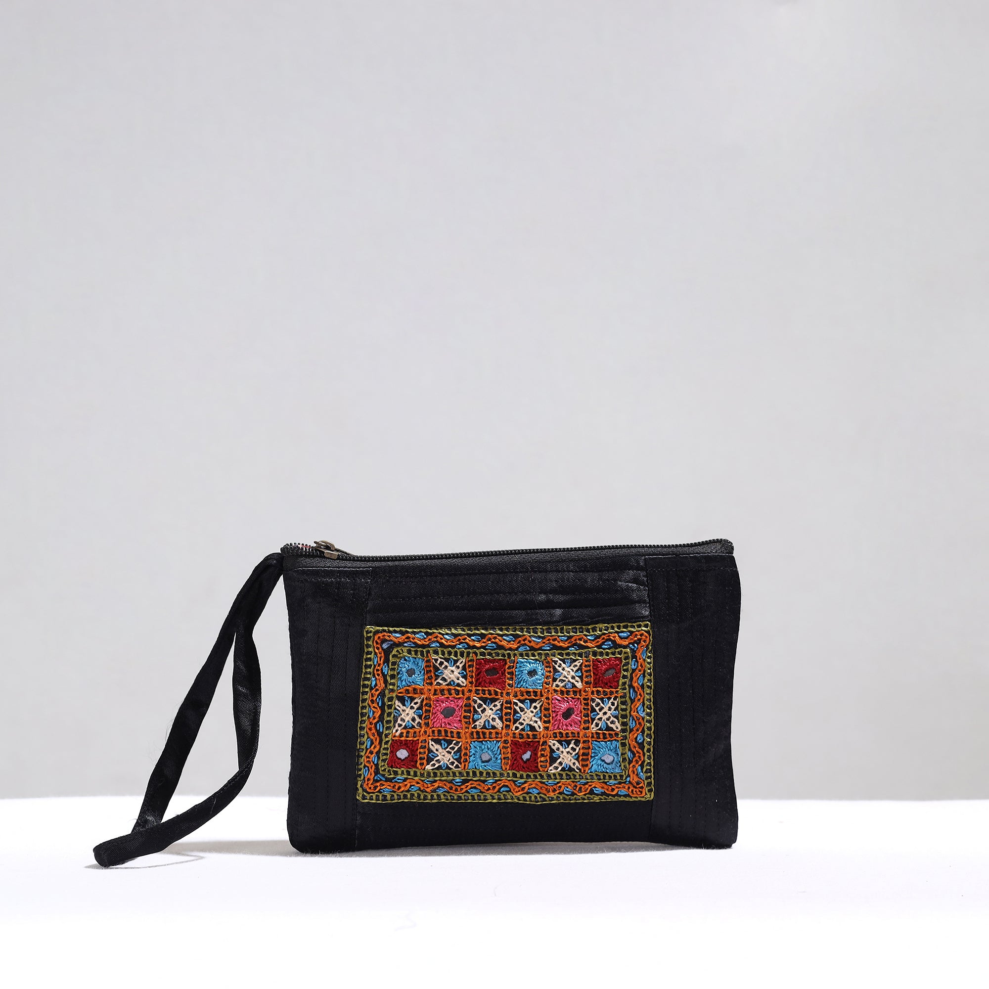 Maroon - Kutch Pakko Hand Embroidery Silk Cushion Cover (16 x 16 in)