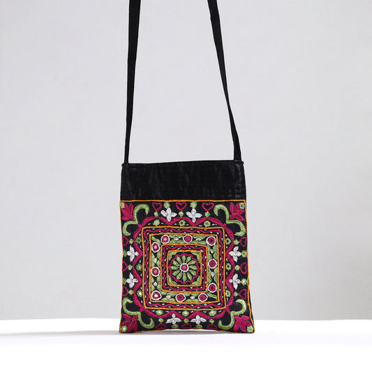 Kutch Pakko Hand Embroidery Mirror Work Mashru Silk Sling Bag 105