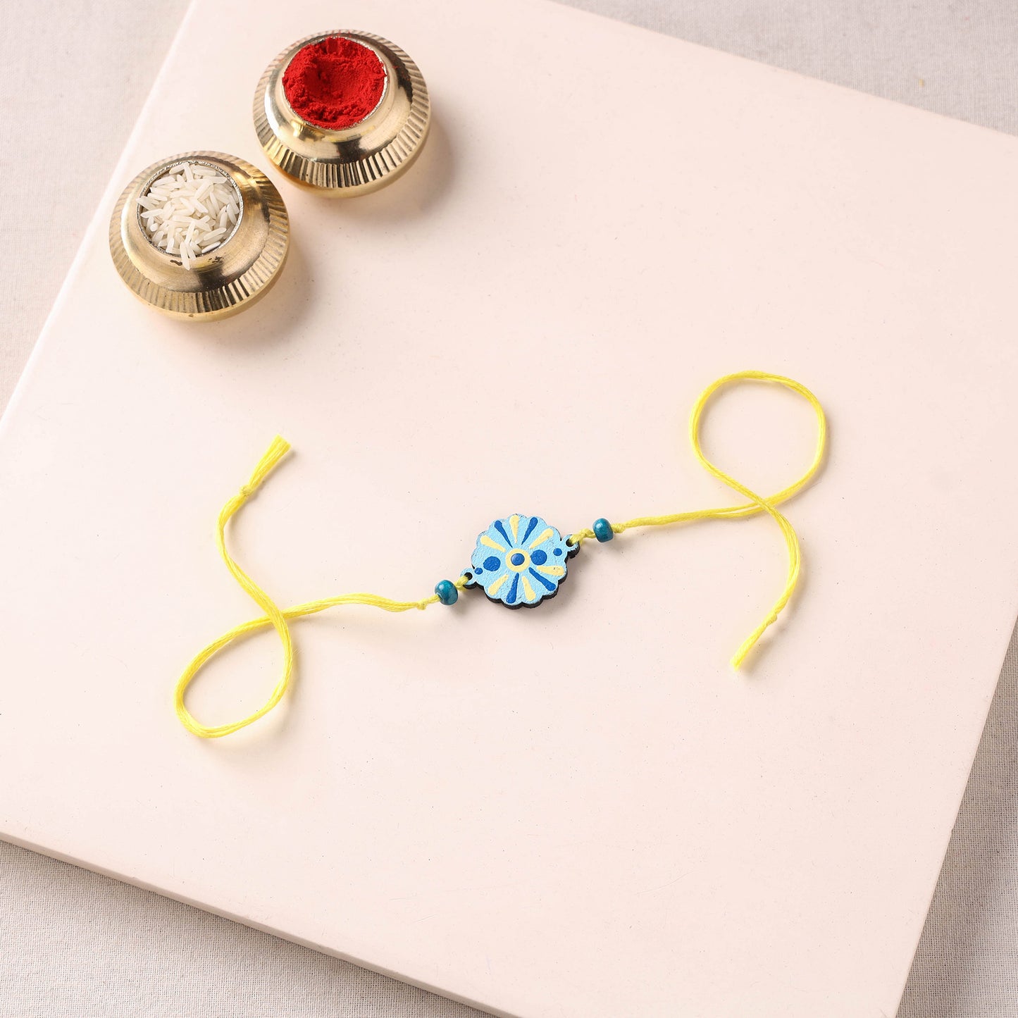 Mandala Art Handpainted Wooden Rakhi 16