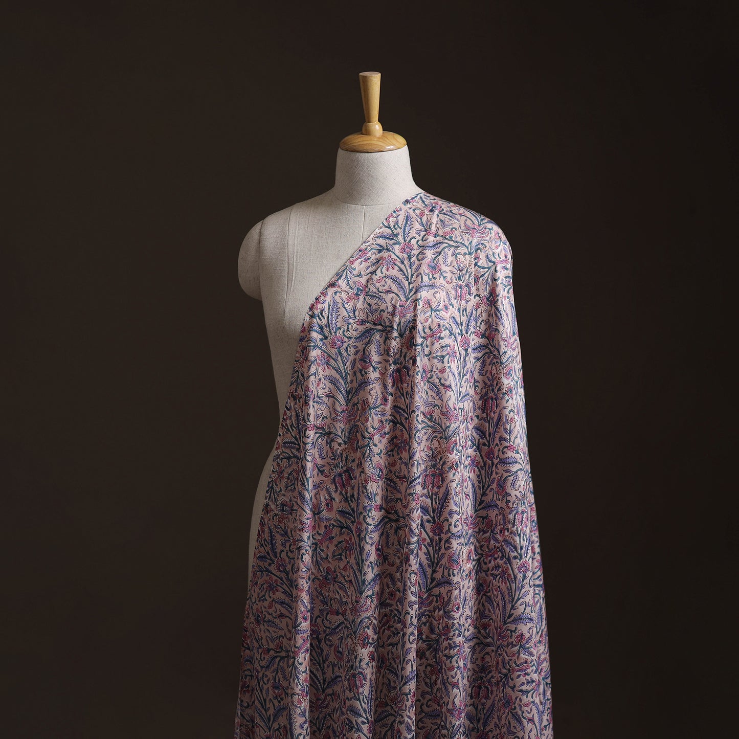 Pink - Sanganeri Hand Block Print Modal Silk Fabric 31