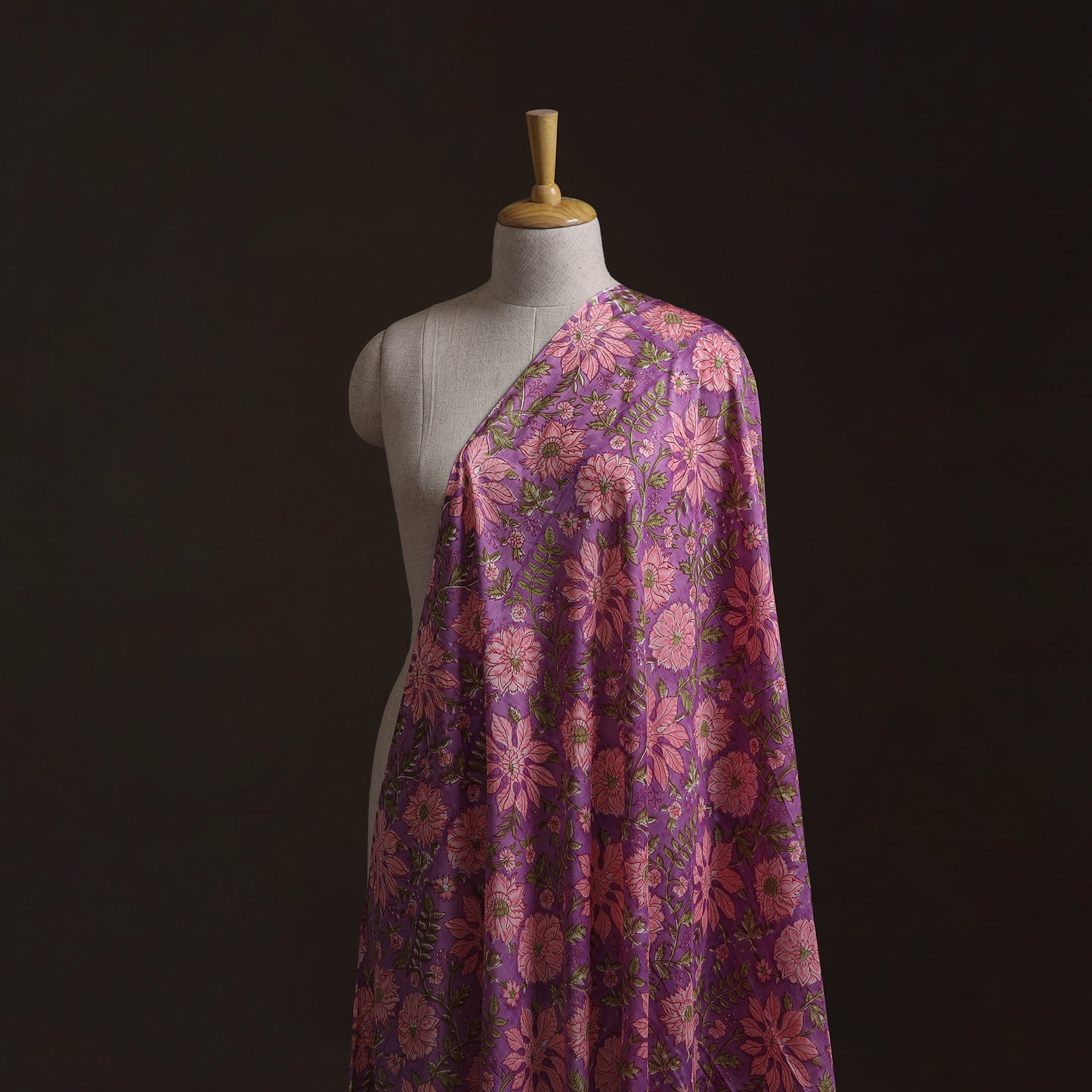 Purple - Sanganeri Hand Block Print Modal Silk Fabric 26