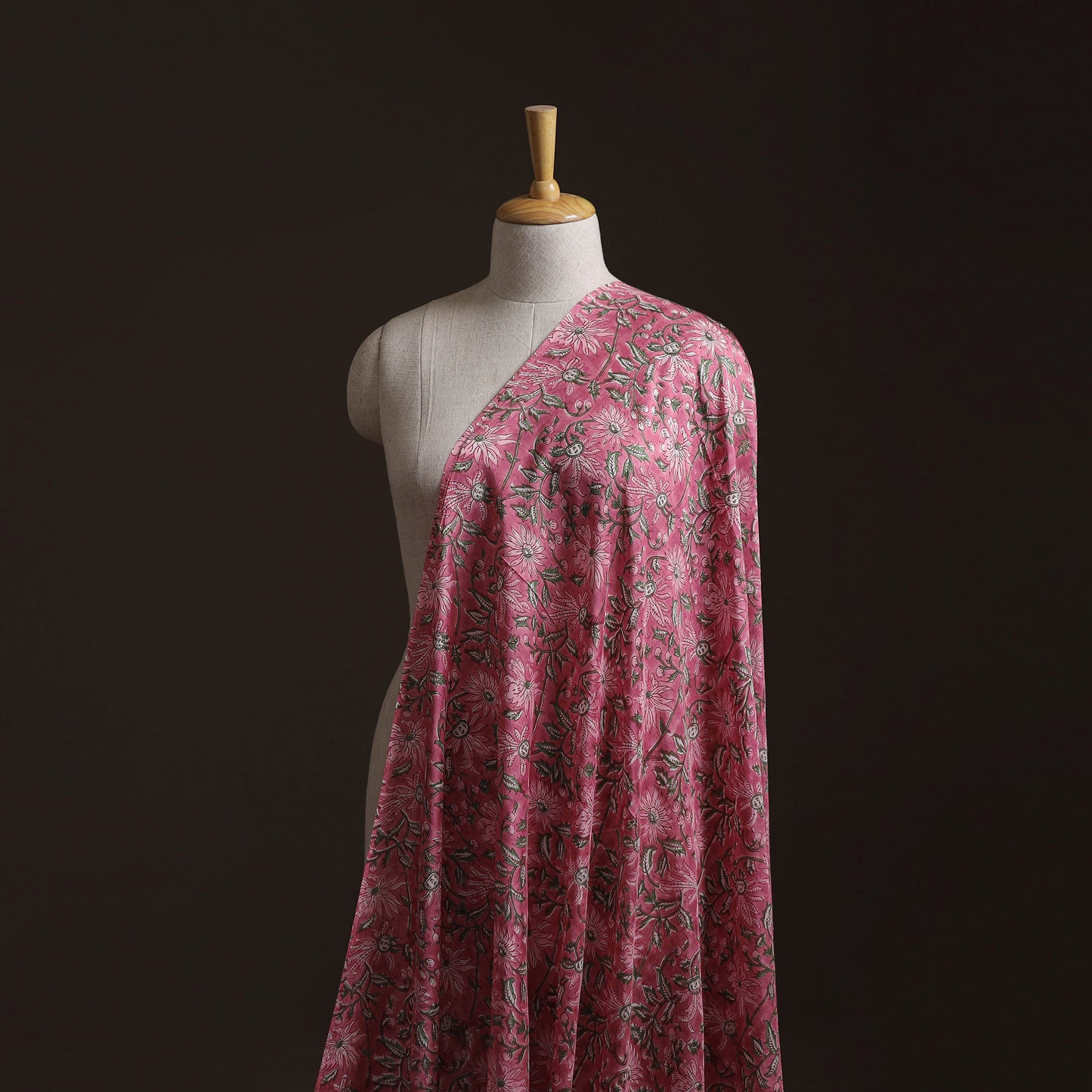 Pink - Sanganeri Hand Block Print Modal Silk Fabric 13