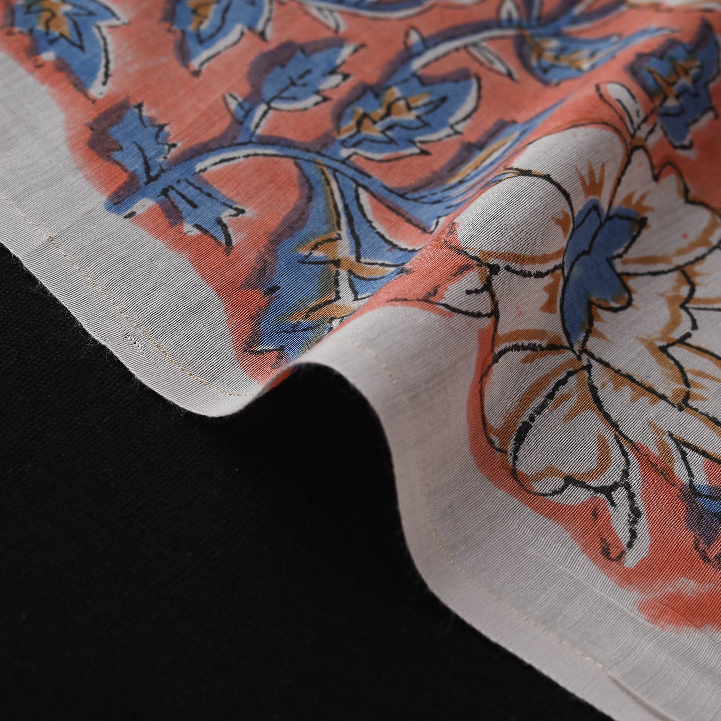 Peach - Sanganeri Hand Block Print Modal Silk Fabric 16