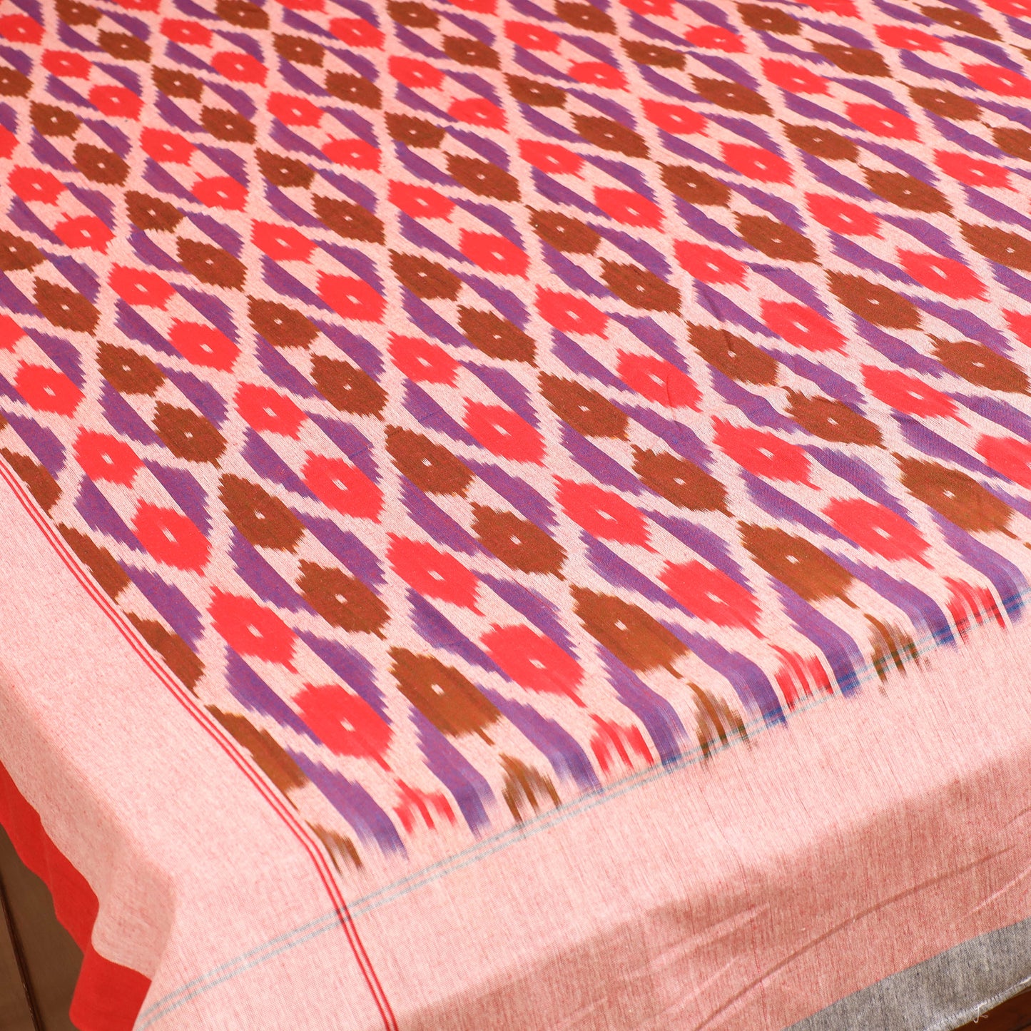 Pochampally Ikat Weave Cotton Single Bedsheet (90 x 60 in) 16