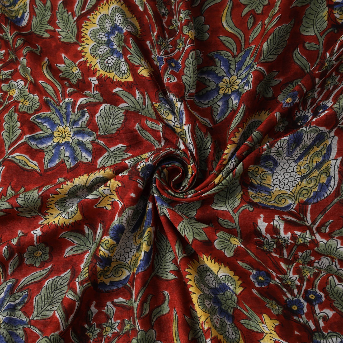 Red - Sanganeri Hand Block Print Modal Silk Fabric 22