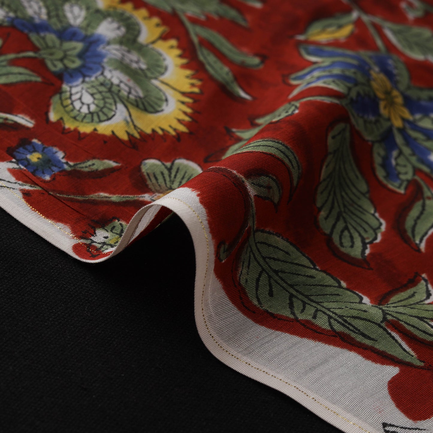 Red - Sanganeri Hand Block Print Modal Silk Fabric 22